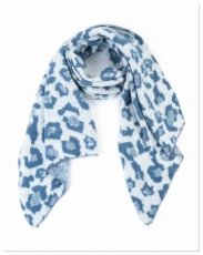0004 sjaal Leopard blauw