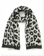 0009 sjaal Leopard zwart grijs