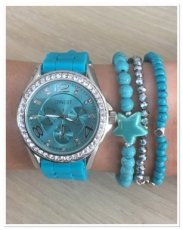 0022 horloge set turquoise 0022 horloge set turquoise